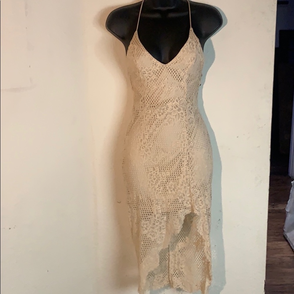 Forever 21™️ NWOT Nude Lace Asymmetrical Dress.